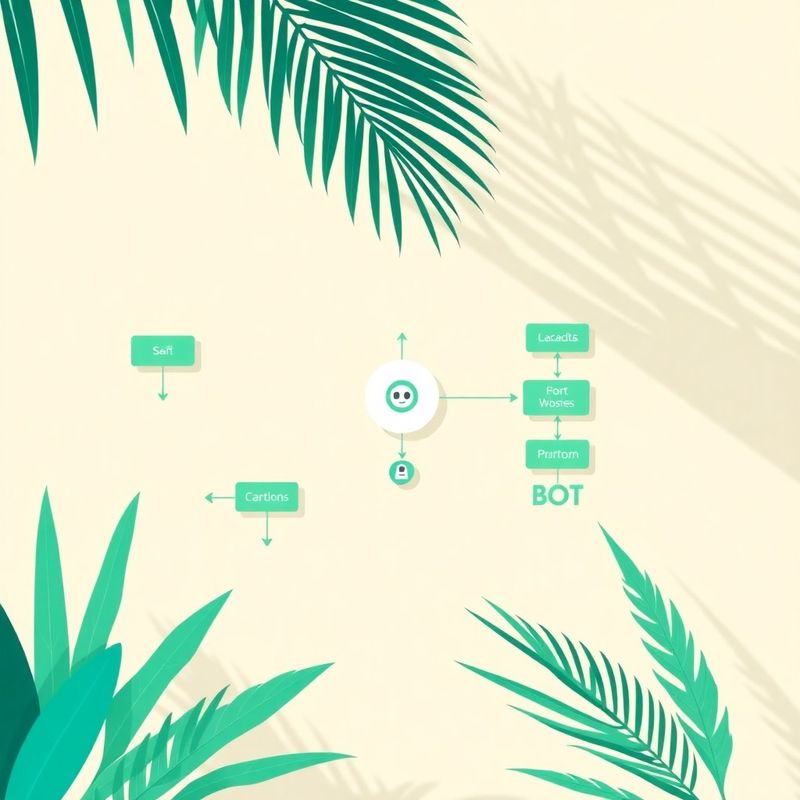 Diagrama de flujo de automatización de bots con paleta forest-cream